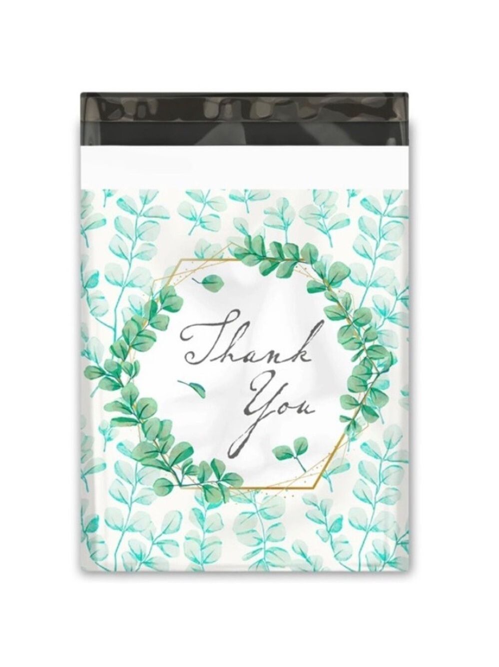 25 10X13 Poly Mailers Green Laurel Thank You Flat Shipping Envelopes - Picture 3 of 12